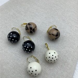Set of Polka Dot and Animal Print Pierced earrings
